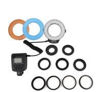 Portable 48 LED Ring Flash Light Kit with 9 Adapter Rings 3 Color Diffusers for Fuji SLR Camera Macro Photography Video