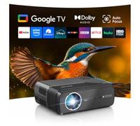 Portable 4K Google TV Projector with HDR, Compact Smart Home Cinema | 1400 ANSI Brightness with WiFi 6, Bluetooth, Dolby Audio, Licensed Apps, Auto Focus & HDMI 2.1 for Bedroom Movies & Gaming