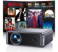 Portable 4K Projector【1000ANSI/Netflix-Licensed/DoIby Audio】Smart FHD 1080P Projectors for Bedroom,Fully Automatics,Built-in Apps, MEMC Tech,Bluetooth5.4 WiFi6 Projector for Home Cinema,Outdoor,Gifts