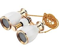Portable 4X30 Opera Glasses with Chain,Handheld Binoculars,Metal Mini Vintage Fashion,for Theater and Music Lovers Live (White)