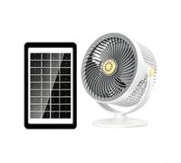Portable 5 Speed Solar Powered Desk Fan 3000mAh Rechargeable Small Standing Cooling Fan 720 Degree Omnidirectional Airflow for Outdoor Home Office(White)