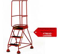 Portable 5 Tread Mobile Warehouse Steps With Safety Guardrail - Red 2.2M Sturdy Design