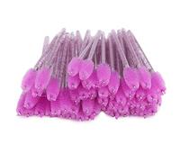 Portable 50pcs Disposable Nylon Mascara Eyelash & Eyebrow Brush Wands - Pink Makeup Tool for Easy Application & Travel Convenience (Purple)