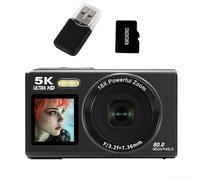 Portable 5K Digital Camera, 80MP Sensor 18X Zoom WiFi Transfer Electronic Image Vlogging Camera For Travel Photography(((Black 32G)