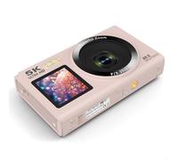 Portable 5K Digital Camera Featuring 80MP Interpolation 18X Digital Zoom and Dual 2 8 Inch Screens for Vlogging and Photography with WIFI Connectivity (Pink)