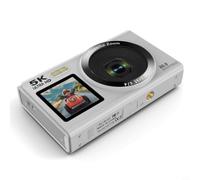 Portable 5K Video Camera Featuring Dual 2.8 inch Screens 18X Digital Zoom Electronic Image Stabilization Supports TF Cards up to 256GB (White)
