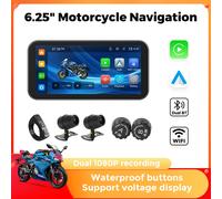 Portable 6.25 inch IP67 Waterproof Motorcycle GPS Navigation Wireless Carplay Android Auto DVR Drive Recorder Moto Monitor WIFI With recorder TPMS