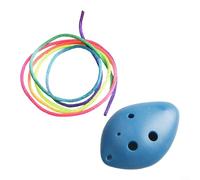 Portable 6 Hole Ocarina Flute in C Key, Colorful ABS Plastic Design, Lightweight and Easy to Learn Music Instrument (Blue)