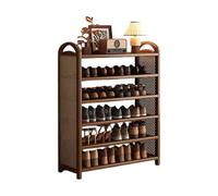 Portable 6-Tier Bamboo Shoe Rack Stackable Vertical for Entryway Hallway & Closet - Walnut Finish (70 * 25 * 106CM) - Shoe Storage Solution