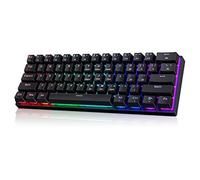 CACKBIRD Portable 60% Mechanical Gaming Keyboard, Wired Keyboard with Blue Switches,LED Customization Backlit,61 Keys Ultra-Compact Mini Office Keyboard for PC/Mac/Xbox,Easy to Carry On Trip-Black