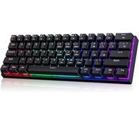 CACKBIRD Portable 60% Mechanical Gaming Keyboard, Wired Keyboard with Blue Switches,LED Customization Backlit,61 Keys Ultra-Compact Mini Office Keyboard for PC/Mac/Xbox,Easy to Carry On Trip-Black