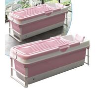 Portable, 62 inches Foldable for Adult, Collapsible with 2 Side Handles, Folding with Waterproof Neck Pillow, Pink