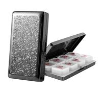 Portable 7-Day Metal Pill Case, Featuring 8 Compartments-Perfect for Travel. BPA-Free. (L-Black, Large)