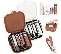 Portable 7-PCS Nail Clipper Manicure Set, Professional Cuticle Nippers Set, Stainless Steel Nail Clippers, Complete Grooming Tools with Case, Nail Care Tools for Travel or Home (Mix)