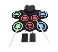 Portable 7 Piece Electronic Drum Pad Set, Electric Drum with Built In Games Rechargeable Battery and Dual Pedals Set for Kids and Adults