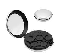 Portable 7-Slot Yen Coin Holder with Mirror, Compact Change Organizer for Car Travel and Daily Use, Silver Color for Stylish and Functional Use