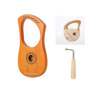 Portable 7-String Lyre Harp, Solid Wood Craftsmanship for Travel & Music Lessons, Warm Tone Beginners Friendly Handcrafted Wooden Harp Gift