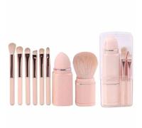 Portable 8-in-1 Telescopic Makeup Brush Set Eyeshadow Brush Concealer Brush Kabuki Brush for Foundation, Blush, Bronzer, & Powder (8 in 1 pink)