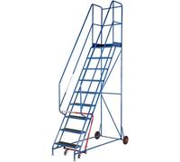 Portable 9 Tread Mobile Warehouse Safety Ladder With Anti-Slip Steps