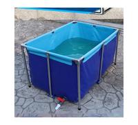 Portable Above Ground Canvas Fish Pond, Foldable Outdoor Water Storage Tank, Temporary Fish Pond Reservoir, Ornamental Swimming Pool for Garden, 1.2m x 1m x 0.8m (Blue 2 * 1.5 * 0
