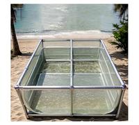 Portable Above Ground Koi Pond with Viewing Window & Drain Valve Foldable rium for Koi/dfish Bing Easy Assembly Outdoor Garden 1.5x1.5x0.4m