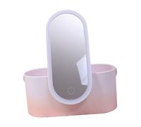Portable Abs Pink Handheld Makeup Mirror with LED Light | Battery Powered, Free Rotation Design, Compact Cosmetic Case for Mothers and Female Friends