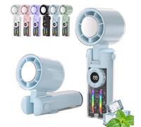 Portable AC Fan with Turbo Ice Cooling, Rechargeable Handheld Personal Mini Fan, High Speed Foldable Design with Long Battery Life for Travel Outdoor Desk Office (Blue)