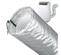 Portable AC Hose Insulation Sleeve, 1.5m Insulated Exhaust Hose Cover Wrap,Fits for 5" & 5.9" Diameter AC Pipes, Waterproof Oxford & Aluminium Foil Thermal Wrap, Energy Saving, Silver, 150x17.5cm