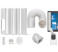 Portable AC Window Kit with Exhaust Hose, Air Conditioners Kits Parts Adjustable Window Seals for Sliding Window, Vertical Sliding AC Vent Kit with 5.9” Round Coupler