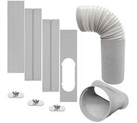 Portable AC Window Vent Kit with 5inch Hose 6pcs Window Seal Kit for Portable Air Conditioner, Adjustable Sliding Window Kit Plate for AC Unit AC Window Seal Suitable for 5”/13 CM AC Exhaust Hose