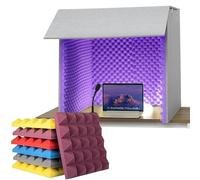Portable acoustic panels, Desktop Soundproof Cover Vocal Booth Isolation Booth,for Sound Recording Podcasts Singing(Purple,80cmx80cmx80cm)