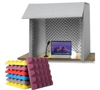 Portable acoustic panels, Desktop Soundproof Cover Vocal Booth Isolation Booth,for Sound Recording Podcasts Singing(Grey,80cmx80cmx80cm)
