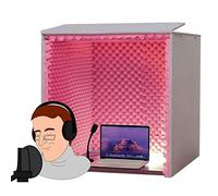 Portable acoustic panels, Desktop Soundproof Cover Vocal Recording Booth Sound Booth(Red)