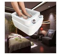 Portable Acrylic Foot Bath Basin with Massage Granules On Bottom Adjustable Hot/Cold Water for Stress Relief Soaking Pedicures and Home Care White