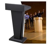 Portable Acrylic Podium Stand Black Presentation Table with Large Reading Surface for Churches Schools Conferences - 58x47x114 cm