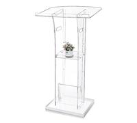 Portable Acrylic Podium Stand White Floor standing Pulpit with Inclined Reading Easy Assembly for Church Speaking Events Conference Lectern Public Speaking