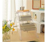 Portable Acrylic Step Stool, Non-Slip Folding Design for Safe Home and Library Use, Nordic Style Multifunctional Ladder