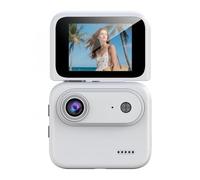 Portable Action Camera With Chest Mount, Hd Image Stabilization, Flip Screen, Wide Angle Lens For Cycling, Motorcycle, And Outdoor Sports (White)