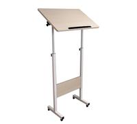 Portable Adjustable Podium Stand with Wheels and Shelf for Churches, Conferences, Auditoriums