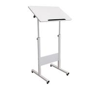 Portable Adjustable Podium Stand with Wheels and Shelf for Churches, Conferences, Auditoriums