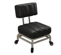 Portable Adjustable Rolling Stool with Backrest and Wheels for Kitchen, Library, Garage, Pottery Making - Convenient and Comfortable Seating Solution