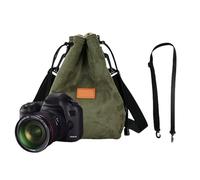 Portable Adjustable Shoulder Strap with Camera Bag Drawstring Storage Lens Case for Photographers Travel Lightweight Single Strap, green, S