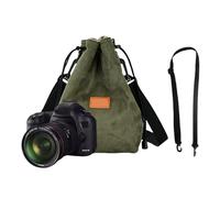 Portable Adjustable Shoulder Strap with Camera Bag Drawstring Storage Lens Case for Photographers Travel Lightweight Single Strap, green, XL