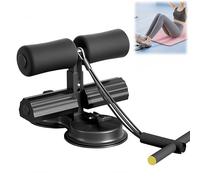 Portable Adjustable Sit-Up Floor Holder - 3-Level Height Adjustable Abdominal Trainer with Secure Suction Base for Home Gym, Core Workouts & Full-Body Exercise (Black)