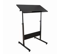 Portable Adjustable Standing Podium Movable Lecture Reception Desk Height-Adjustable Laptop Workstation for Office Home School Auditorium - Black