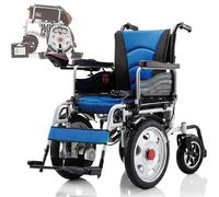Portable Adult Electric Wheelchair, with 500W Dual Motor with 12A Lead Acid Batteries, Aviation Aluminium Alloy Frame, Intelligent Motorised Chair for The Elderly (Blue)