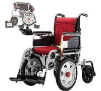 Portable Adult Electric Wheelchair, with 500W Dual Motor with 12A Lead Acid Batteries, Aviation Aluminium Alloy Frame, Intelligent Motorised Chair for The Elderly (Red)
