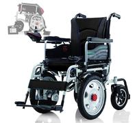 Portable Adult Electric Wheelchair, with 500W Dual Motor with 12A Lead Acid Batteries, Aviation Aluminium Alloy Frame, Intelligent Motorised Chair for The Elderly (Black)