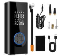 Portable Air Compressor Car Tyre Pump, 6000mAh corded/cordless Dual power supply 150PSI Tyre Inflator Cordless Digital Dual Values Display tyre pump for Car Motorcycle Bike Ball(Blue)