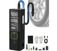 Portable Air Compressor, ZUZEE 3X Faster Portable Tire Inflator | 150PSI, Triple LCD, Multi Inflation Mode | Air Pump for Tires of Car, Bicycle, Motorcycle, also for Balls, Mattresses, etc